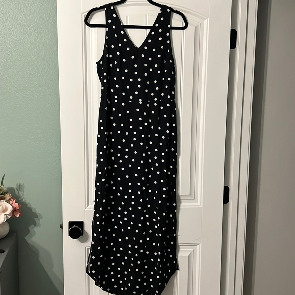 Black polka dot maxi dress